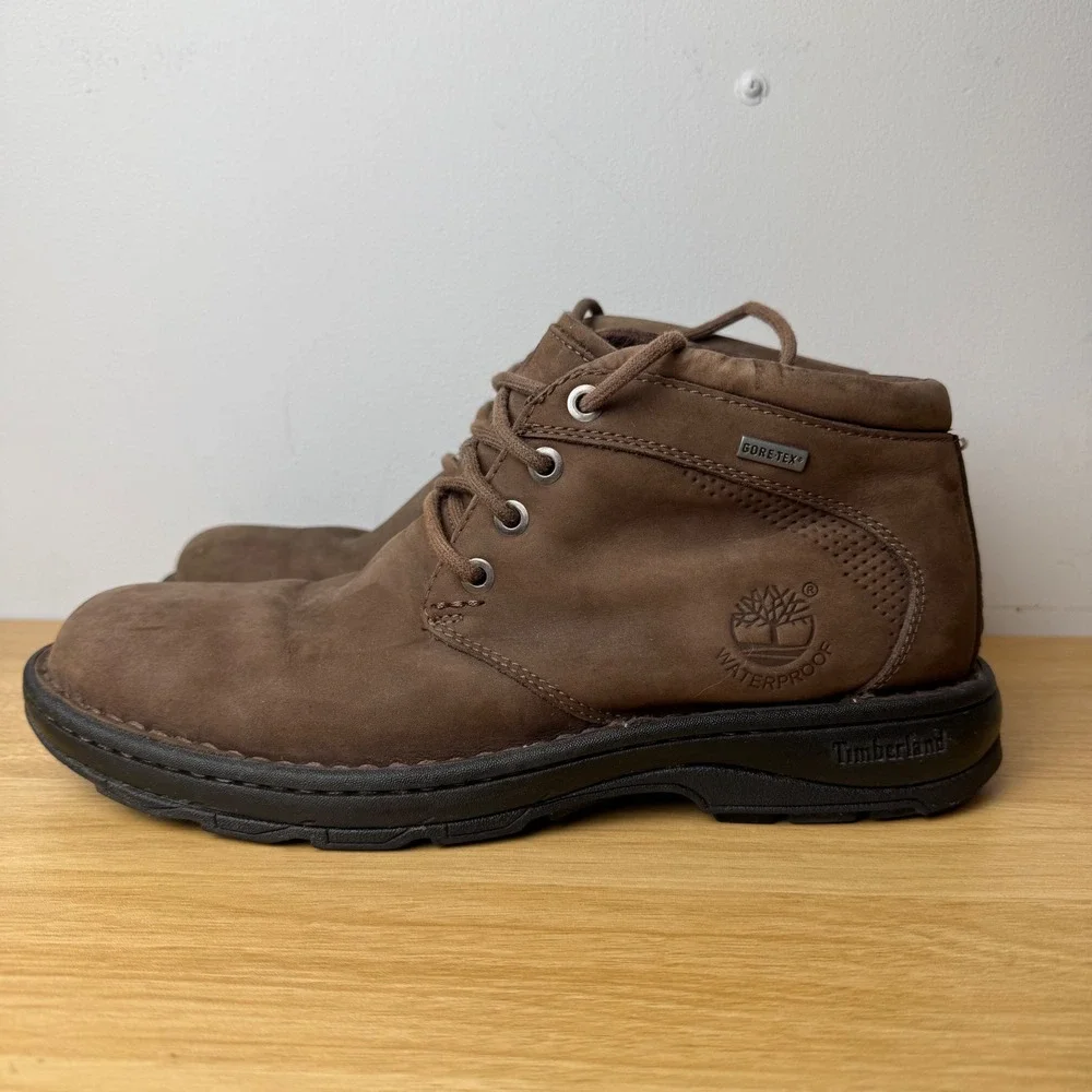 Timberland Chukka Boots Mens 7.5 Brown Waterproof Gore-Tex Leather Outdoor Cabin